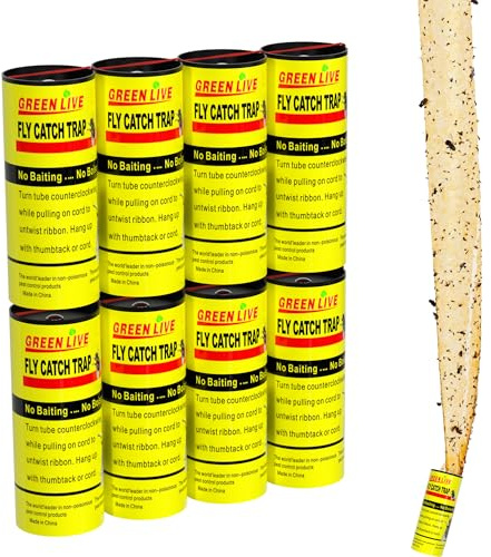MEGAROOM Premium Fliegenfänger 8 Stück, Giftfrei Umweltfreundlich Fliegenfalle Innenbereich & Draußen, Gegen Fruchtfliegen Fliegen Mücken Und Motten, Fruchtfliegenfalle Reißnagel Zum Aufhängen