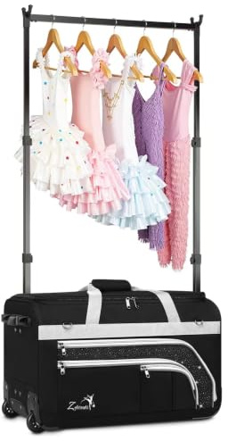 Borsa da ballo con appendiabiti, grande borsa da ballo con ruote, per ballerine, ragazze, donne, pieghevole, borsa da viaggio per danza, Grigio-23 Senza Tende, alla moda