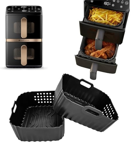 Teglia Silicone per Friggitrice ad Aria per Philips Airfryer Serie 4000 Doppio Cestello Verticale da 10L, Teglie Stampi in Silicone Accessori Friggitrice ad Aria per Philips Air Fryer NA460/NA462