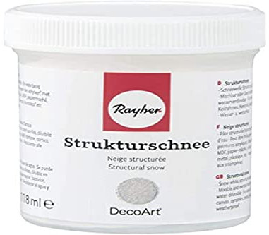 Rayher Neige structurée, blanc, 1 pot, 118ml, pâte acrylique à base aqueuse, modélisme, décorations, hiver, Noël -38042000