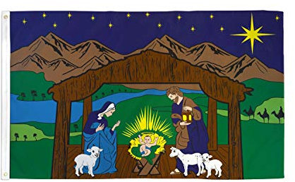 AZ FLAG - Drapeau Crèche de Noël - 150x90 cm - Drapeau Nativité - Jesus 100% Polyester Avec Oeillets Métalliques Intégrés - Pavillon 110 g