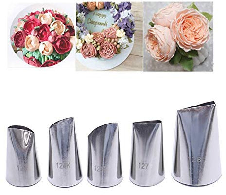 Decorazione Torte Set, FantasyDay 5 Pezzi Ugello in Acciaio Inossidabile Professionale da Pasticceria - Bocchette Decorative Accessori per Torte, Cupcakes, Pasta di Zucchero, Muffin, Dolci, Biscotti