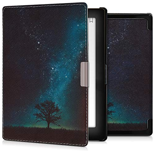 kwmobile Étui Compatible avec Kobo Aura Edition 1 Coque - Étui à Rabat magnétique Tablette eReader Similicuir - Bleu-Gris-Noir