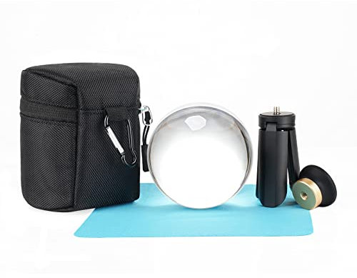 Crystal Ball Photography 80mm K9 Lens Ball Sphere with Mini Tripod and Suction Mount Base Stand Clear Decorative Glass Props Ball with Padded Shockproof Sleeve Bag by BESNFOTO