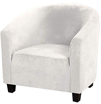 Mingfuxin Velvet Tub Chair Slipcover, High Stretch Club Chair Covers Washable Armchair Sofa Couch Covers Slipcovers Furniture Protectors for Dining Living Room Office(Tooth White, Velvet)