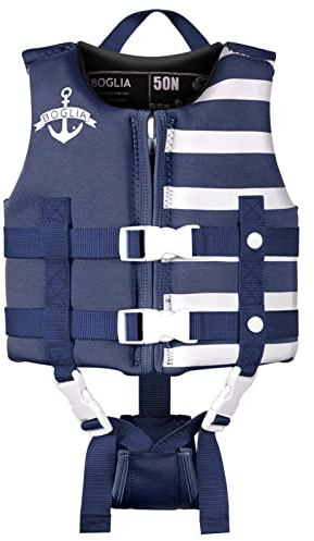 Boglia Enfant en Bas âge Swim Gilet, Floaties pour Enfants en Bas âge, Kid Vest Maillot de Bain avec flottation Sangle de sécurité réglable pour Unisexe Enfants, Red Stripes