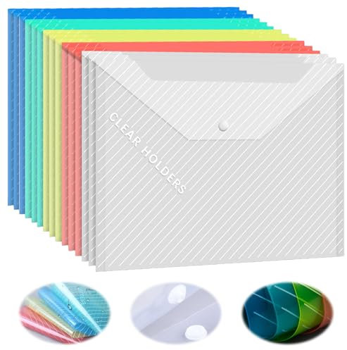 Dokumententasche A4 Sichttasche 50 Stück Sammelmappe Tasche Druckknopf Registermappe A4 Dokumententasche Dokumententasche A4 Abheftbar A4 Farbig Dokumententasche für Dokumente Organisieren