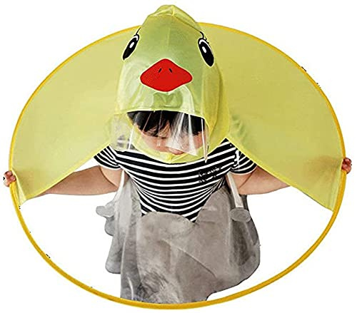 TaissBocco Imperméable pour enfants, imperméable de canard de dessin animé et chapeau de parapluie UFO imperméable pour bébé filles et garçons Poncho chapeau de pluie (Yellow, S)