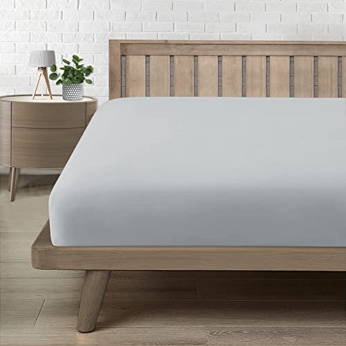 Spannbettlaken 120x200cm, Bettlaken 120x200 bis 30cm - Oeko-Tex Zertifiziert - Premium 100% Mikrofaser Weiches Spannbetttuch Leintuch Ganzjährig - Hellgrau