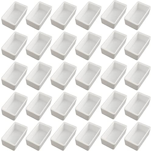 Niuhong 30 Pcs Cacerolas Acuarela Vacías Pintar Rejilla Pintura Recipiente Vacío Caja Pintura Acuarela Blanca Acuarela Vacía Rejilla Caja Paleta Acuarela Paletas Colores Sartenes Llenas