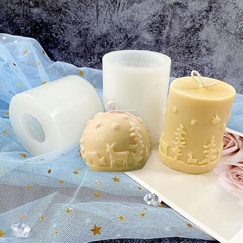 Stampi per la fabbricazione candele di Natale, 2 pezzi in silicone, per colata in resina 3D fai-da-te