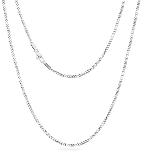 KRKC&CO 2mm Kette Damen Silberkette, Edelstahl Panzerkette mit Diamantschliff, Silberne Ketten Cuban Link Chains, Geschenke für Frauen Mädchen Herren Männer Jungs, [Länge 45,7cm]