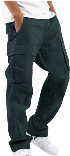 YAOHUOLE Men's Cargo Pants Casual Cotton Stretchy Drawstring Waist Trousers