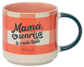 Mr. Wonderful - Taza - Mamá, tu sonrisa lo vale todo - Regalo para mamá - Taza de Cerámica - Incluye un juego