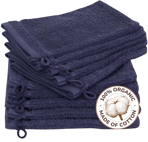 Betully 10 Stück Waschlappen Frottee Set aus 100% Baumwolle 16x21 cm Schnelltrocknendes 500 gr/m² Türkisches Baumwolle Handtücher Set (Navy Blau)