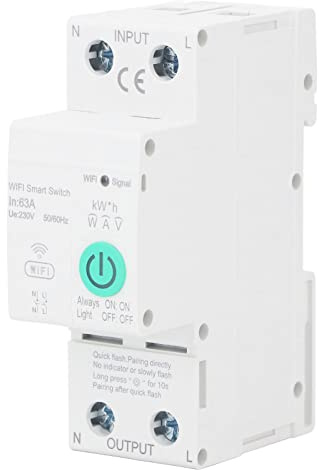 Interruttore Automatico AC230V, Interruttore 2P 63A Interruttore di Controllo Remoto per Telefono Cellulare per Smart Home Mini AC230V Protezione Dalle Perdite WIFI su Guida Din