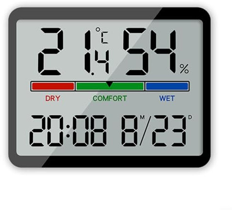 Eawfgtuw Digital Wall Clock - Wall Clocks, Big LCD Display/humidity/Date/Temperature/Night Light Gym Clocks, 24/12-hour Wall Clock For Living Room Office Gym Decor(Black)