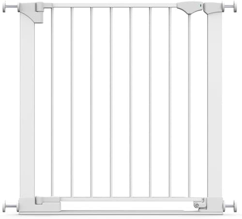 Safetots SafeStep Gate, White, 75cm - 82cm, Extra Low Walkthrough, Pressure Fit Safety Gate, Baby Gate for Stairs, Hallways and Doors, Easy Installation