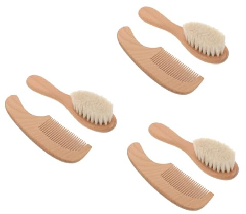 TOYANDONA 3ensembles Set De Brosse Et Peigne Bois Pour Soins Doux Avec Brosse De Bain Outil De Toilette Pour Nourrissons