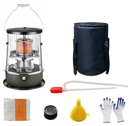 Stufa Petrolio, Riscaldatori a Cherosene Portatili, Riscaldatori a Olio di Emergenza, con Maniglia Portatile, per Riscaldamento, Cottura(Green)