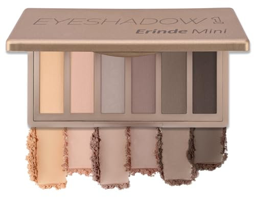 Erinde Paleta de sombra de ojos mate, 6 colores, paleta de sombras de ojos nude, resistente al agua 16H, con espejo y vegana, paleta de sombras de ojos altamente pigmentada para un aspecto de