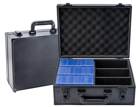 CROFEYTY Toploader Storage Box,Trading Card Case Sports Card Storage Box with Key Lock,Top Loader Storage Hard Cases,Sports Cards Case for 3 X 4 35pt Rigid Cards,(Holds 600+ Toploaders) Black