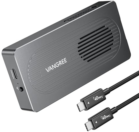 VANGREE 40Gbps M.2 NVMe SSD-Gehäuse mit Lüfter, werkzeuglose Montage, für MacBook, unterstützt 8TB SSD (2280/2260/2242/2230, B+M M-Key), kompatibel mit Thunderbolt 5/4/3, USB4/3.2/3.1/3.0/2.0