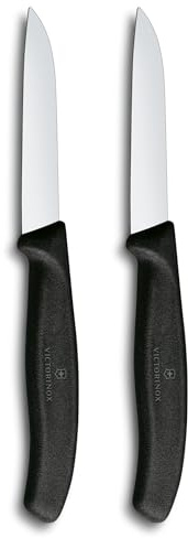 Victorinox Swiss Classic Set di pelapatate per frutta e verdura, 2 pezzi, Taglio dritto, Extra affilato, Nero