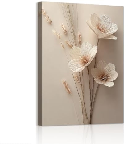 WENGTIAO Beige Floral Cuadros Enmarcados Moderno Minimalista Flores Pintura Sobre Lienzo Cuadros Decoracion Salon Modernos Dormitorios Decoracion Pared 40x60cm
