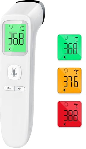 Viproud Termometro digital para fiebre para bebés, niños y adultos, Termometro bebe infrarrojo sin contacto para la Termómetro frente,con mediciones precisas instantáneas,alarma de fiebre(blanco)
