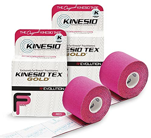 Kinesio Taping - Elastic Therapeutic Athletic Tape Tex Gold FP - Red – 2 in. x 16.4 ft - 2 Pack