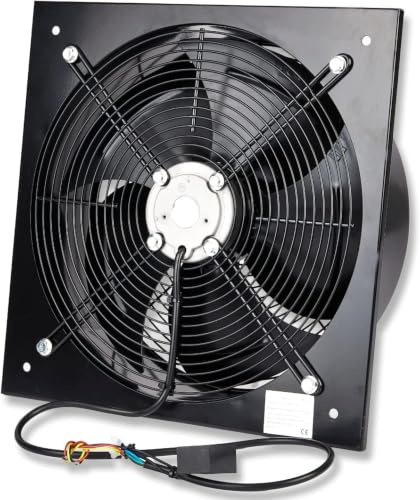 Industrial Ventilation Extractor Axial Exhaust Commercial Air Blower Fan (450mm / 18 Inches) Black (Heavy Duty Metal Without Speed Control Regulator)