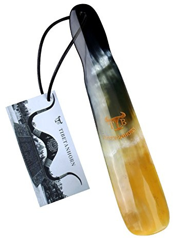 Tibetanhorn Shoe Horn, Hand Crafted Natural Tibetan Yak Horn Shoe Horns for Men Women Kids, Boots & All Shoes, Portable Travel Size with Gift Box(8.7 to 9.4)