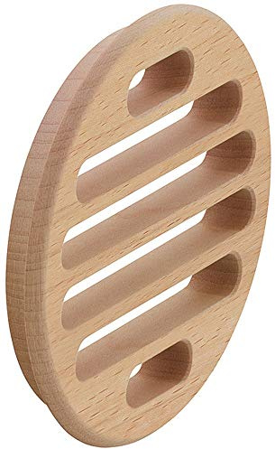 Rejilla de ventilación para puerta de madera maciza de haya, rejilla de ventilación redonda, diámetro de 90 mm, para entrada de puerta, fabricada en Alemania, 1 unidad