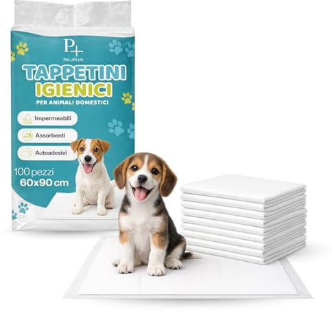 VIRSUS Palucart tappetini igienici assorbenti per Cane pipì 60 x 90 Super convenienti traversine x Cani 100 Pezzi Animali Domestici con Adesivo Anche per Gatti Anti Odore