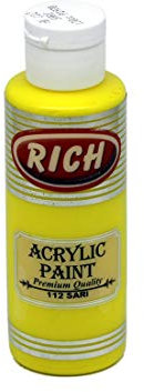 Rich Master Acrylfarbe 120 ml, Gelb, Geruchslose, Wasserbasierte Acrylfarbe mit Hoher Deckkraft, Schnell Trocknend und Ideal für Künstler, Hobbyprojekte und Dekorationen