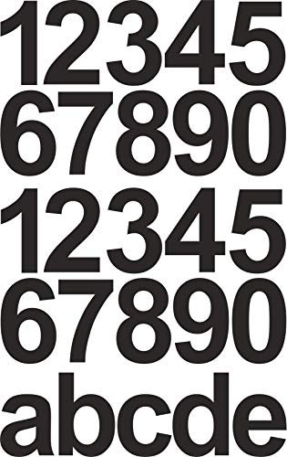 25 × Schwarze Zahlen- & Buchstaben-Aufkleber 10 cm – selbstklebend, wetterfest & UV-beständig – 0–9 + a–e – ideal für Hausnummer, Mülltonne, Schilder & Outdoor