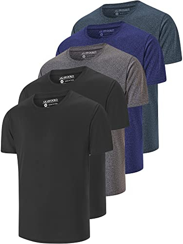 5 Pack Men's Dry Fit T Shirts Athletic Running Gym Workout Short Sleeve Tee Shirts for Men (US, Alpha, X-Large, Regular, Regular, Set 1)