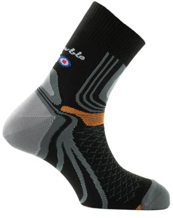 Thyo - Chaussettes tiges courtes La Double® Trek en fils recyclés - couleur - Noir orange - Pointure - 43-44
