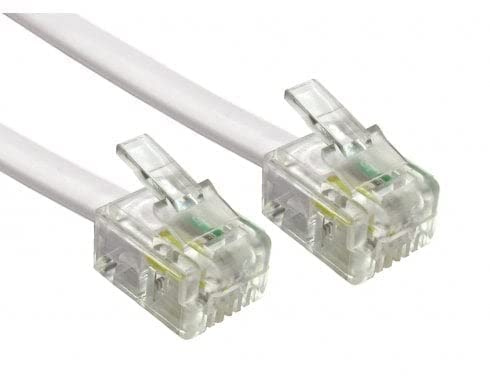 Reulin 10M Câble Plat Pour Téléphone et Internet Haut Débit, 10 M Fil Pour Modem Vers Prise RJ11 ou Microfiltre, Filtre ADSL 2+/Fibre Optique 6/4 Pour Connexion Internet Rapide (Blanc, 10 Mètres)