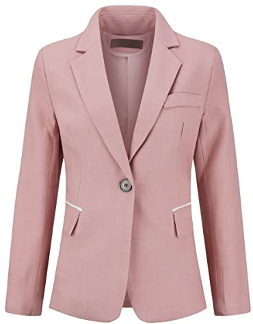 YYNUDA Blazer för kvinnor, elegant fönsterruta, blazerjacka, ett spänne, sweatblazer, fallande kavaj, kostymjacka, ROSA, XXL