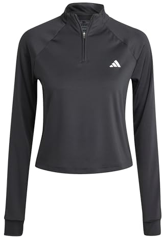 Adidas Donna Train Essentials Minimal Branding 1/4-Zip Cover Up, Black, XS