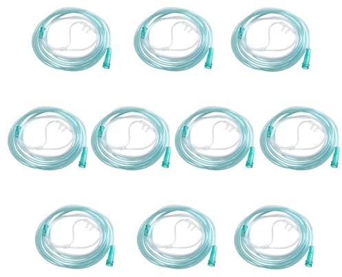 GlobalRoll Adult Standard Nasal Cannula, 8.2 ft Cannula Nasal Tubing with Short Nasal Plug Head for Oxygen, Kink Resistant Nasal Oxygen Cannula for Long-Term Use Patients (10 Pack, Adult)