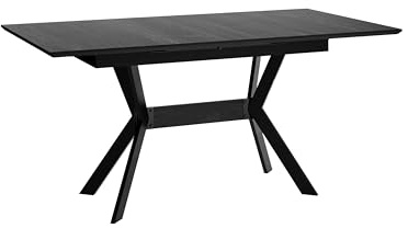 byLIVING Esszimmertisch Bremen/Tischplatte Eiche schwarz/Gestell Metall schwarz/Esstisch mit Auszug/B 160-200, H 75, T 90 cm