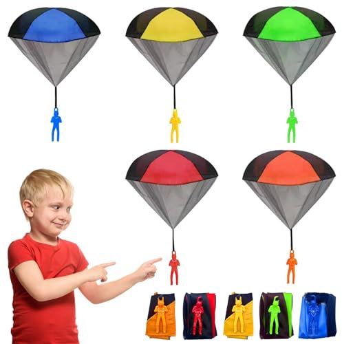 MILIAFLICK Fallschirmspringer Spielzeug 5 Stück,Outdoor Spiele für Kinder Wurfspiel und Suchspiel, Fallschirmspringer, Kindergeburtstag Spiele,Ideal als Gastgeschenke und Draußen Spielzeug