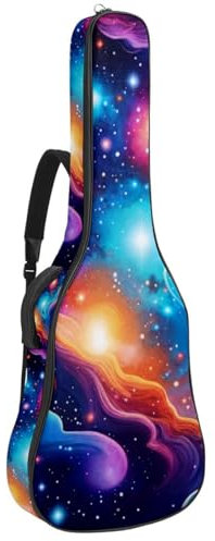 Universelle wasserdichte Tasche für Akustikgitarre, mit mehreren Taschen und Schutzschicht für 40/41/42 Zoll Gitarren, bunte Galaxie, mehrfarbig, 42.9x16.9x4.7 in, Gitarrentasche