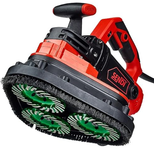 Desbastadora Universal SENDI TRIPPLE GS - Lijadora de Superficies como Hormigon, Adhesivo, Pintura etc - Tres ejes Giratorios Intercambiables - Motor Potente - 2450 W y 230V - Incluye Pulimiento