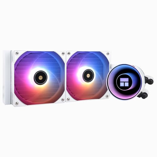 TR Frozen Notte 240 BIANCO ARGB V2 Raffreddatore processore ad acqua, Specifiche del doppio ventilatori PWM, Cuscinetti S-FDB, Adatto per AMD/AM4 AM5,Intel LGA 1700/1851/1151/1200/2011