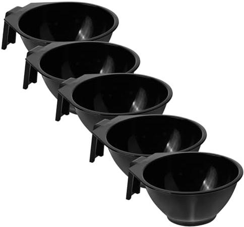 Baluue Ciotola Tinta Facile da Pulire in Plastico Nero Set 5 Pezzi per Professionale o Personale nel Salone a Casa