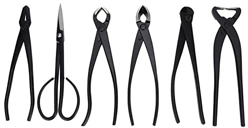 Bonsai Tools Set with Storage Box, 6PCS Bonsai Tree Kit Trimming Scissor Shears Concave Cutter Wire Cutter, Gardening Bonsai Pruning Care Kit Multifunctional Tool Set, Convenient